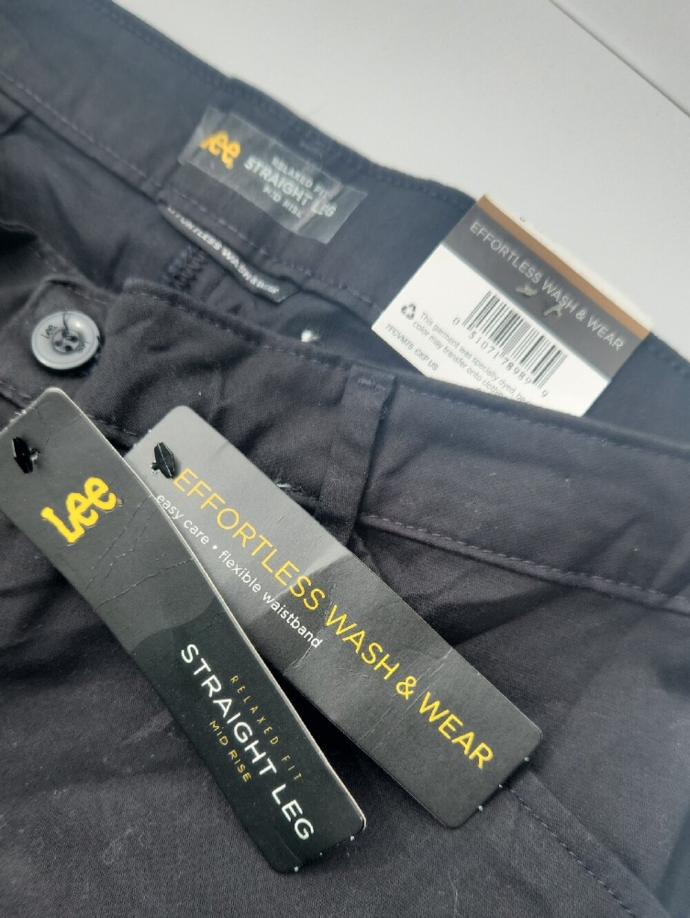 Lee Women’s Black Flat Front Straight Leg Pants Stretch Career Workwear - Picture 3 of 5